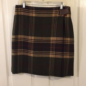 Plaid wool mini-quilt skirt